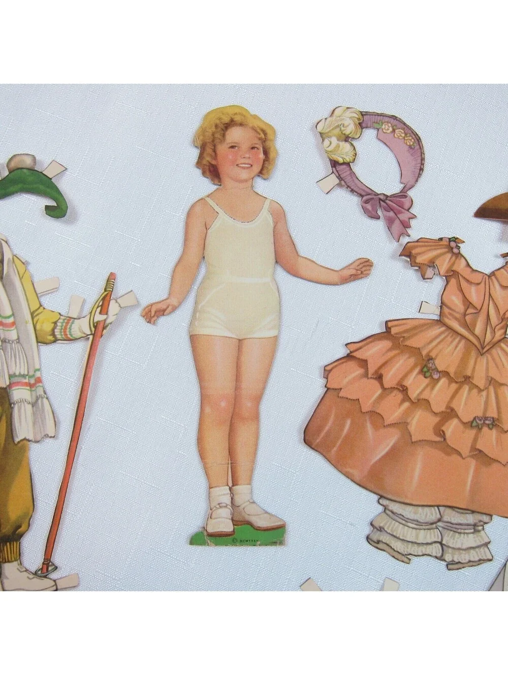 Vintage 1935 Shirley Temple Standing Paper Doll & Clothing Set Saalfield RARE